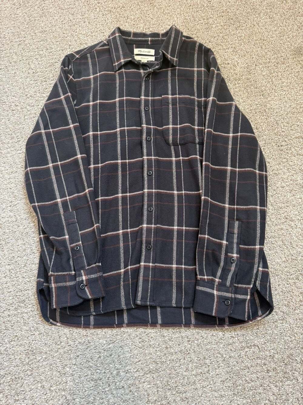 Madewell Perfect Fit Windowpane Plaid Flannel Shirt Size M